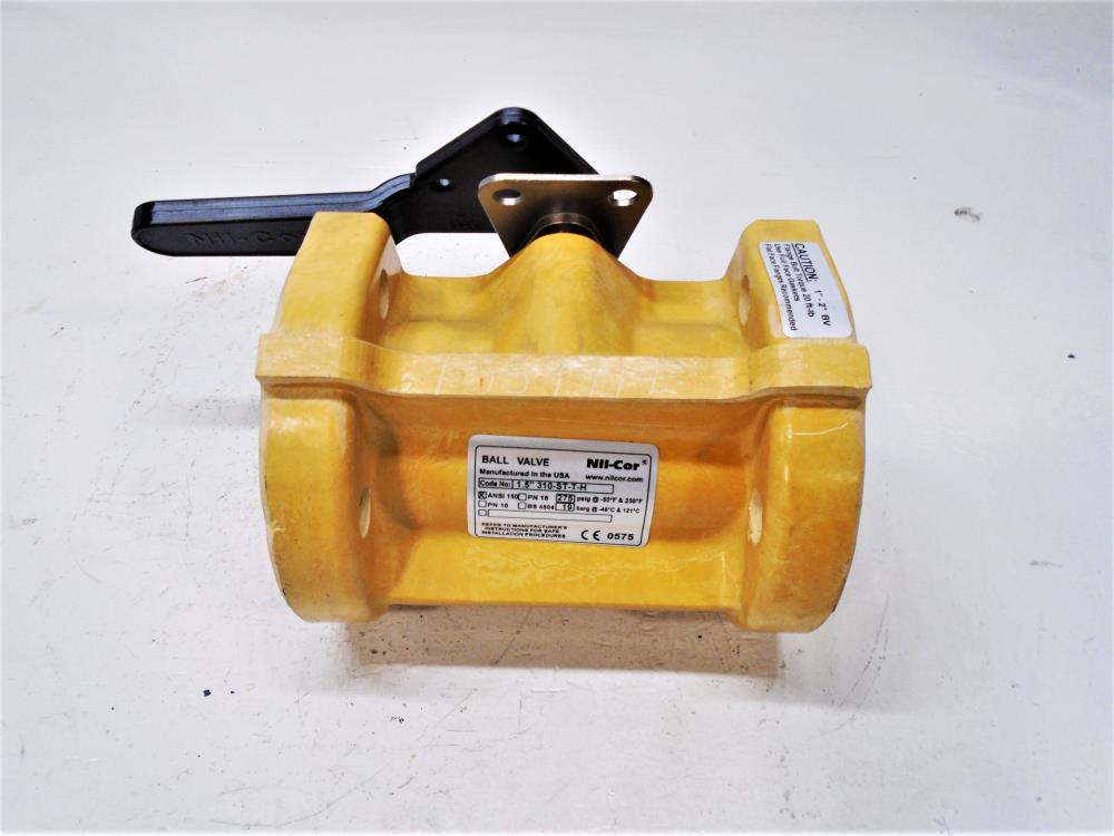 Nil-Cor 1 1/2" 150# Fiberglass Ball Valve, Code 1.5" 310-ST-T-H